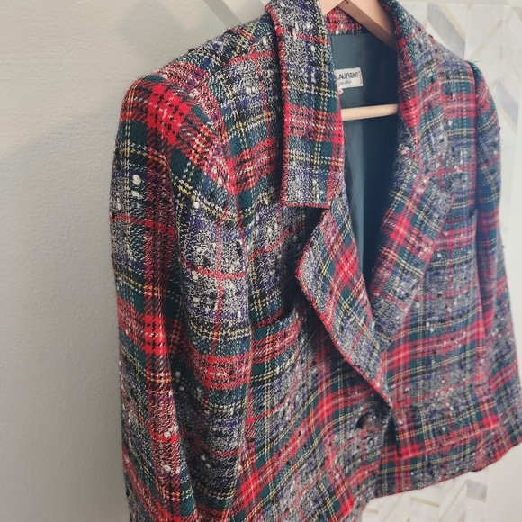 YSL Saint Laurent Rive Gauche Paris Vintage Tartan Tweed Blazer 1970s Euc - Picture 8 of 16